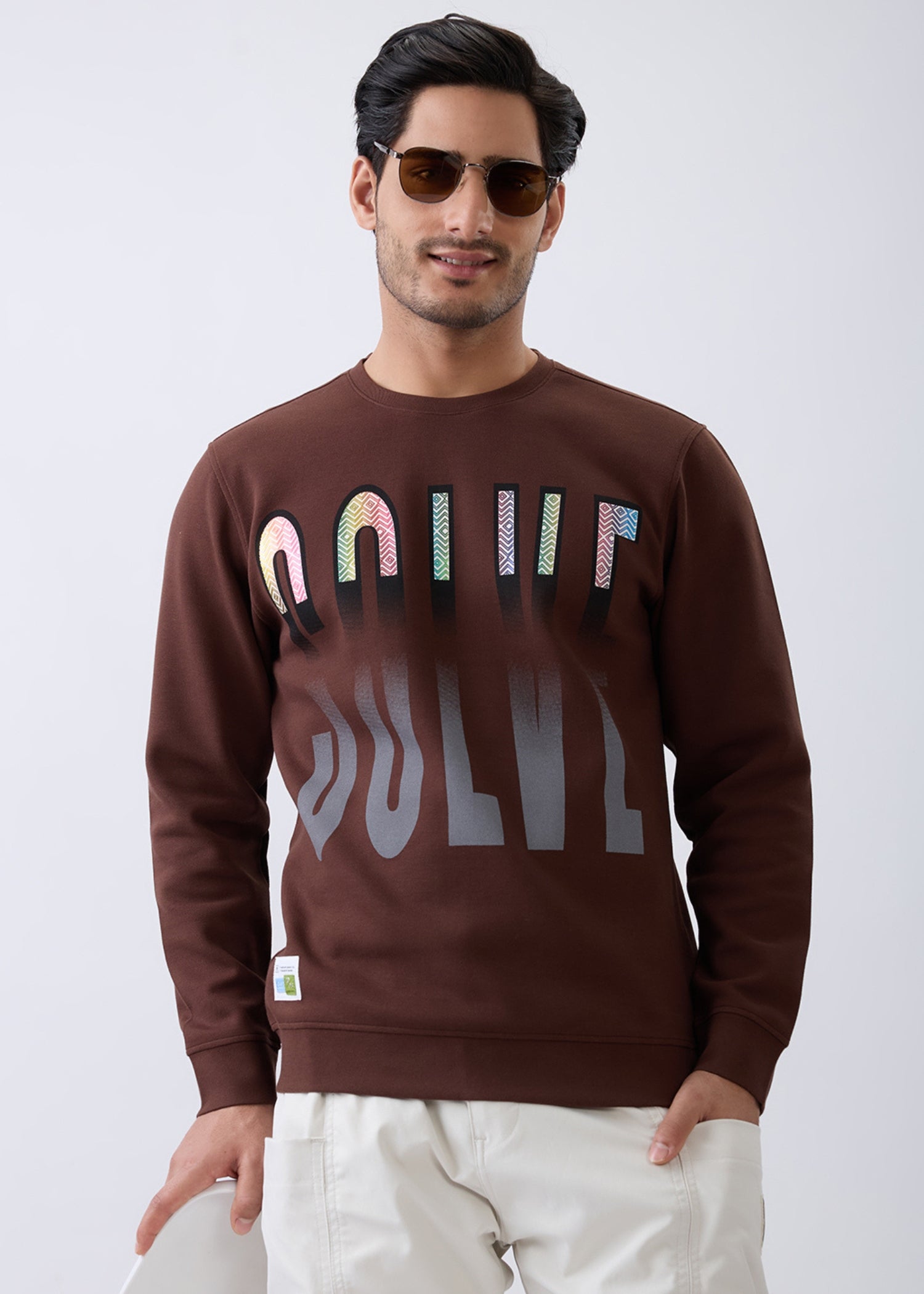 Solve Graphic Full Sleeve Sweatshirt: Brown