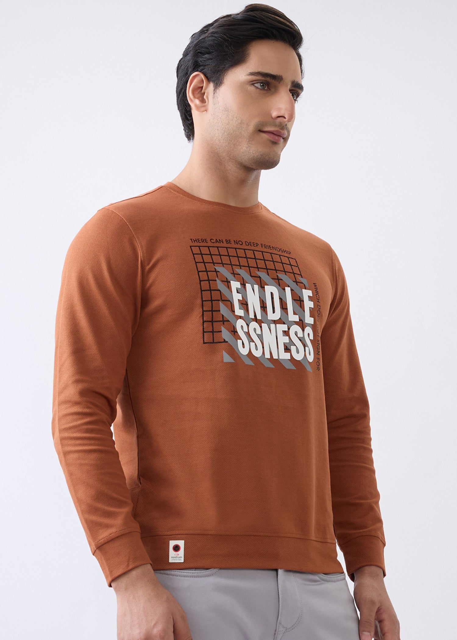 Deep Graphic Full Sleeve Sweatshirt: Rust