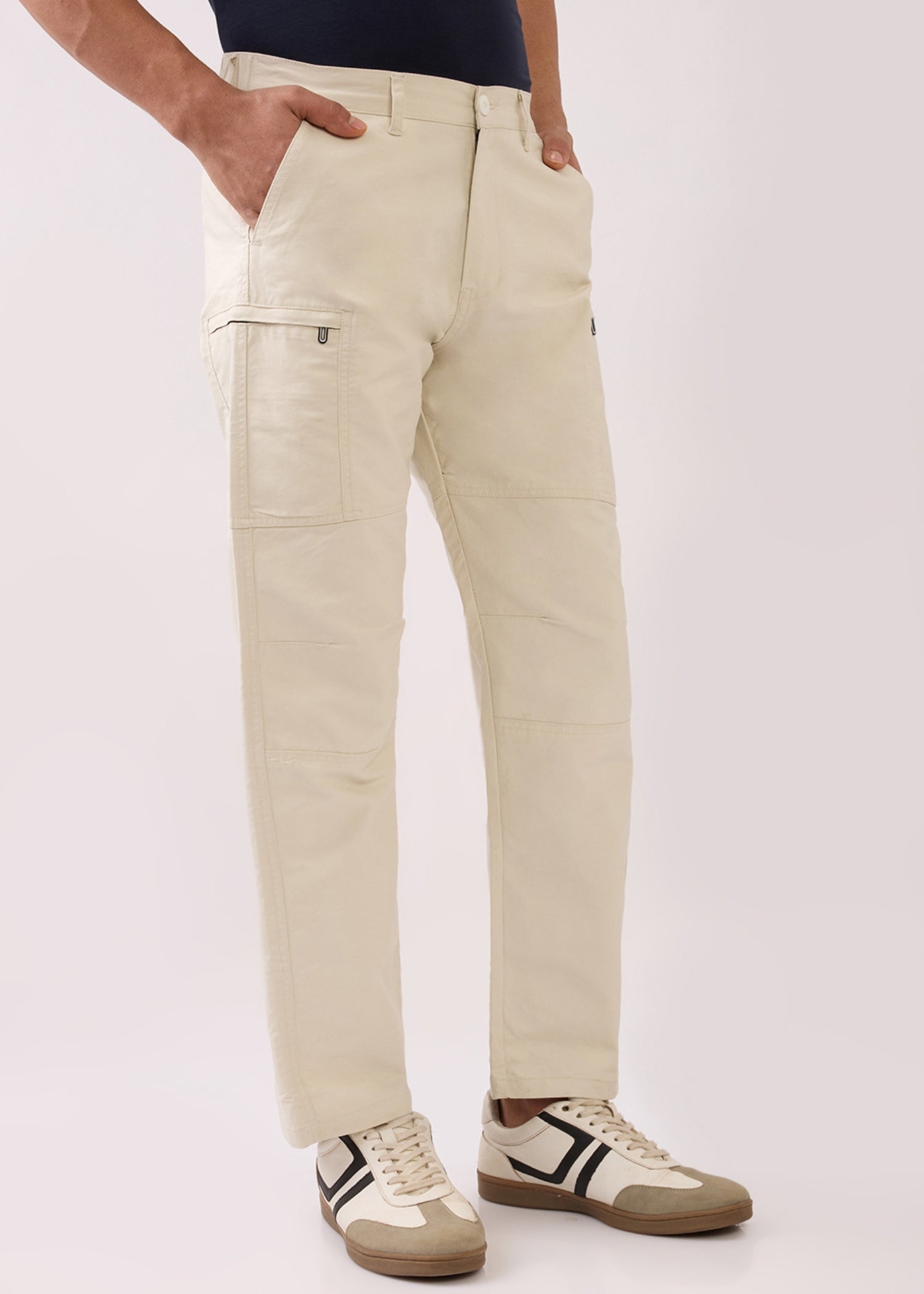 Redrigo Utility Pocket Cargo Pants: Cream