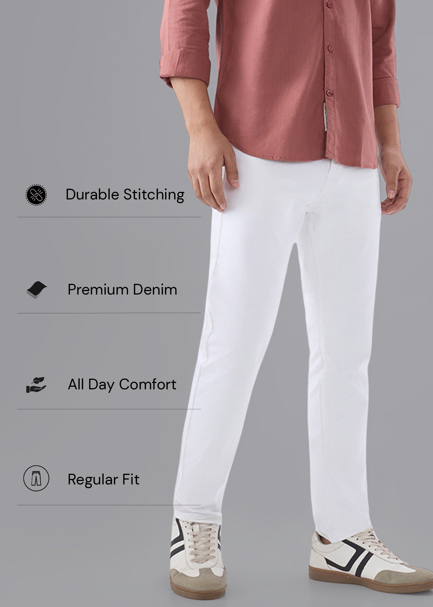 Crest Regular Fit Jeans: White