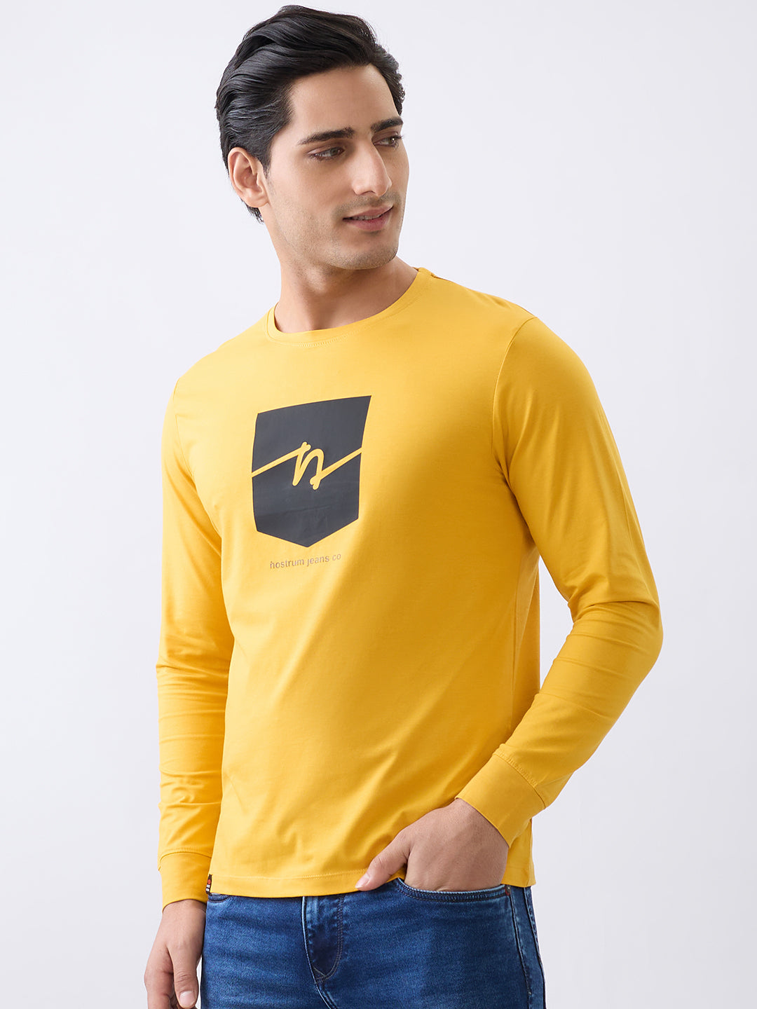 Star 1 Fitted Full Sleeve Pullover: Mustard