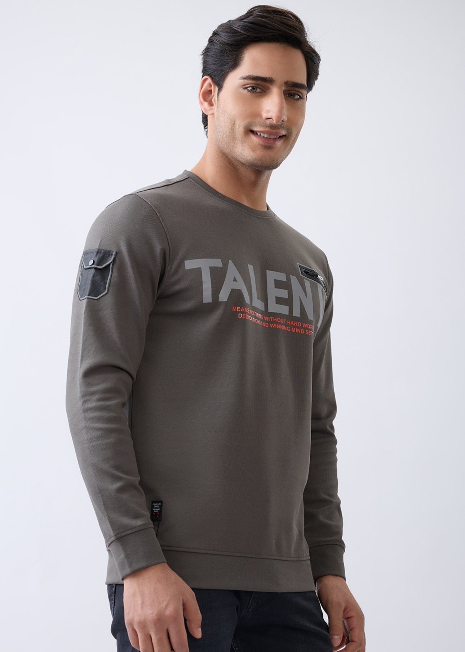 Dedicate Graphic Full Sleeve Sweatshirt: Olive