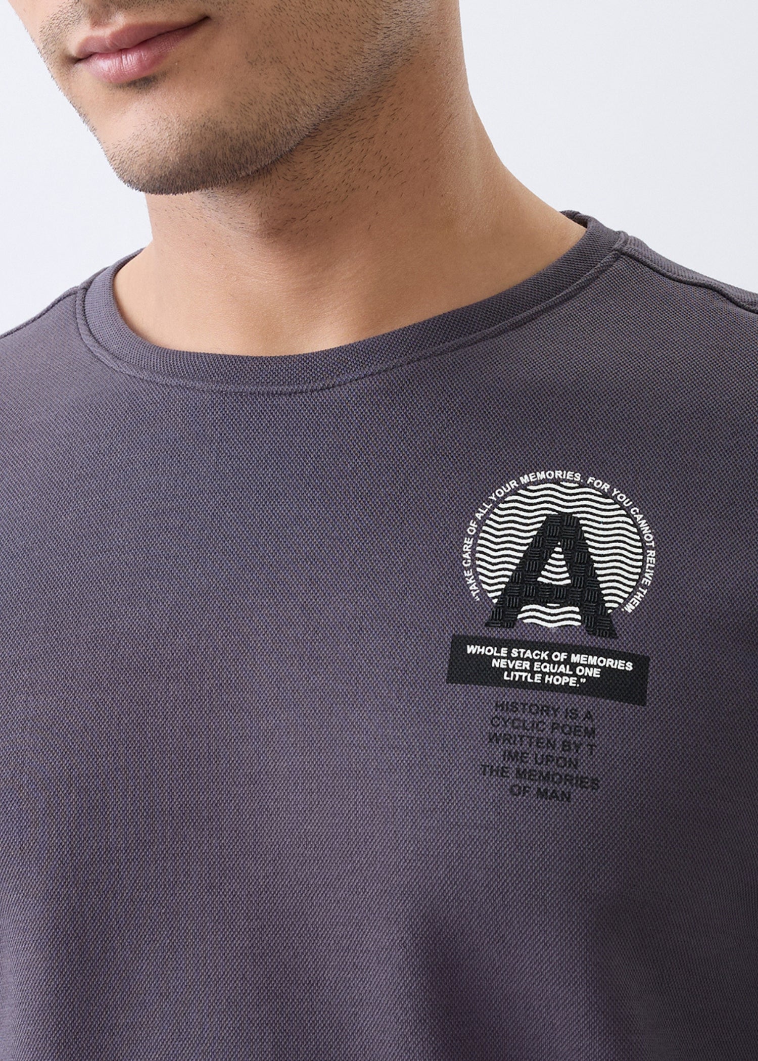Stack Graphic Full Sleeve Sweatshirt: Charcoal