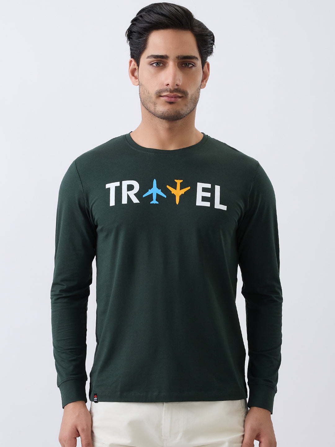 Travel Graphic Full Sleeve Pullover: Bottle Green