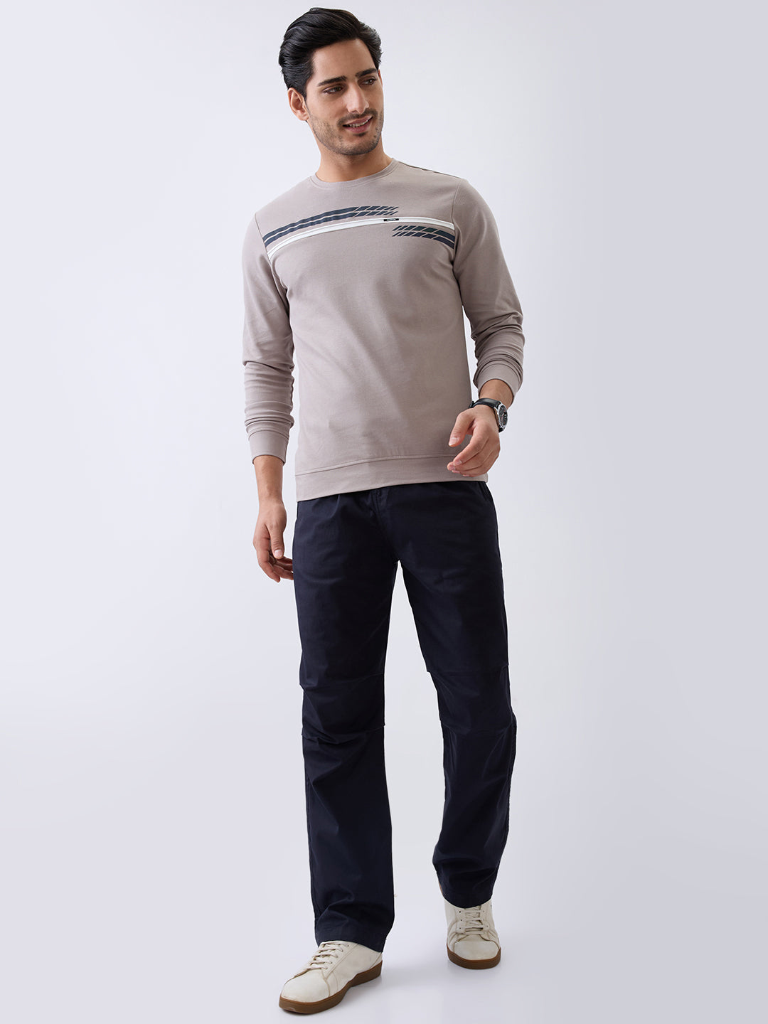 Borrow Full Sleeve T- Shirt: Beige