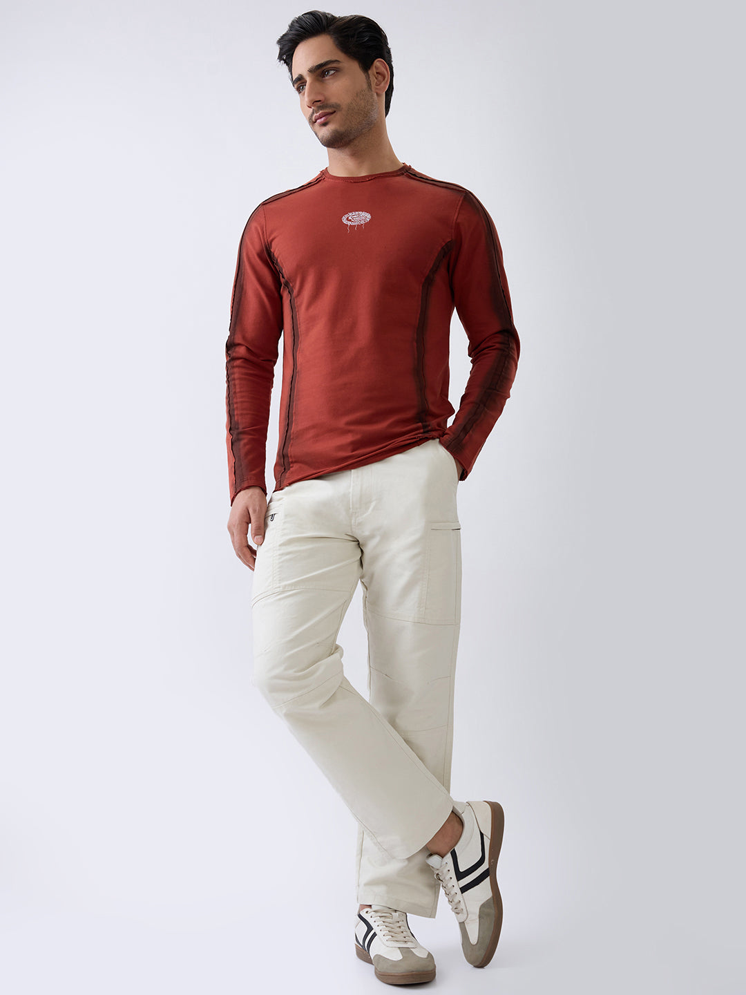 Depict Full Sleeve T-Shirt: Rust