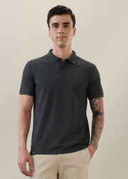 Cherry Half Sleeve Polo: Grey
