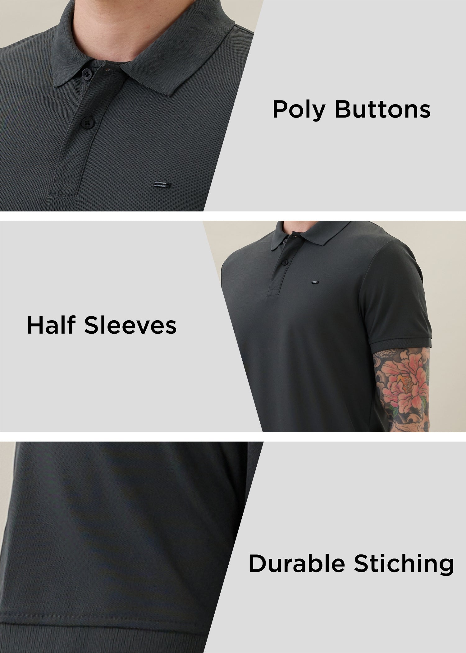 Cherry Half Sleeve T-shirt: Grey