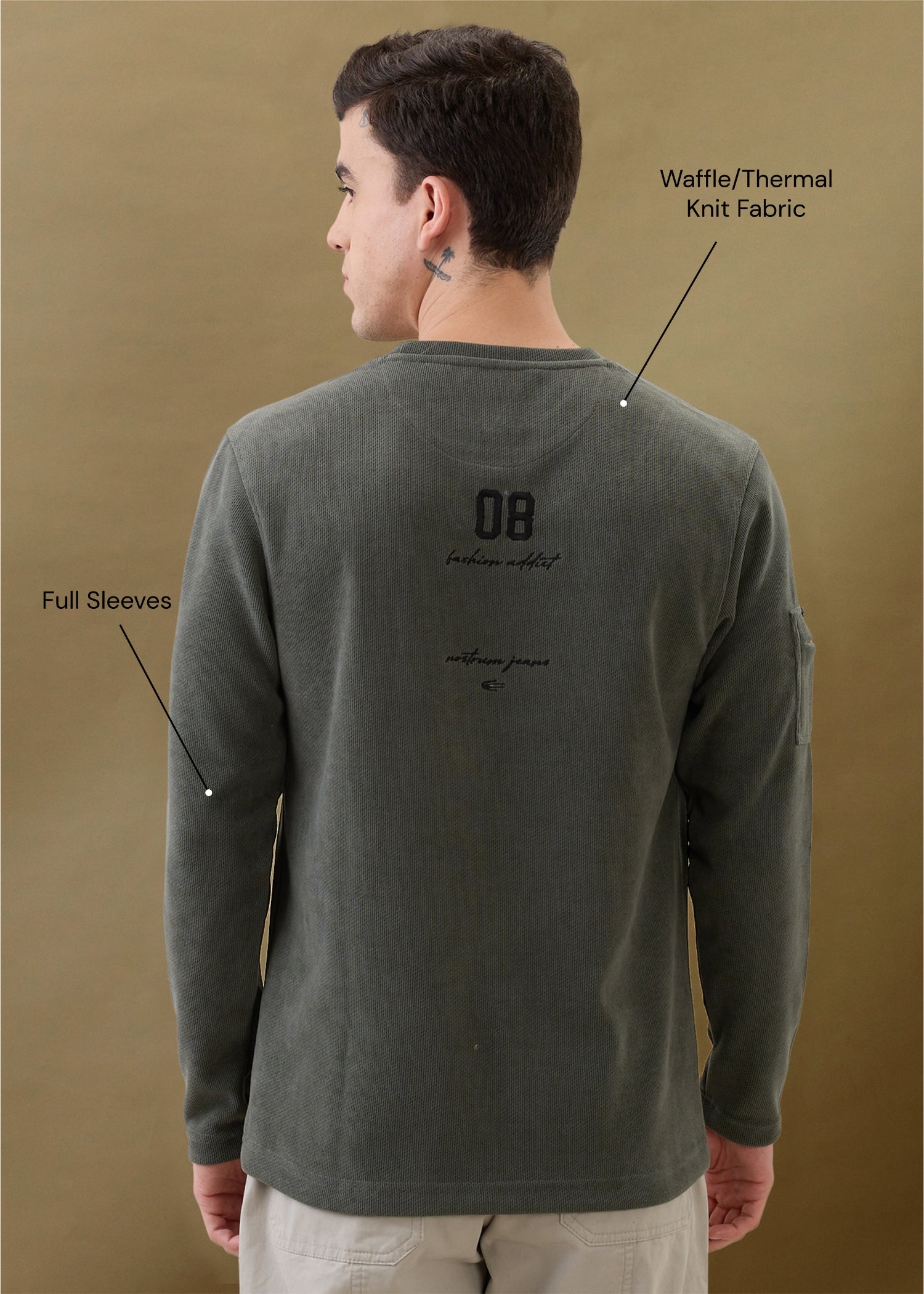 Entire Graphic Full Sleeves T-shirt: Charcoal