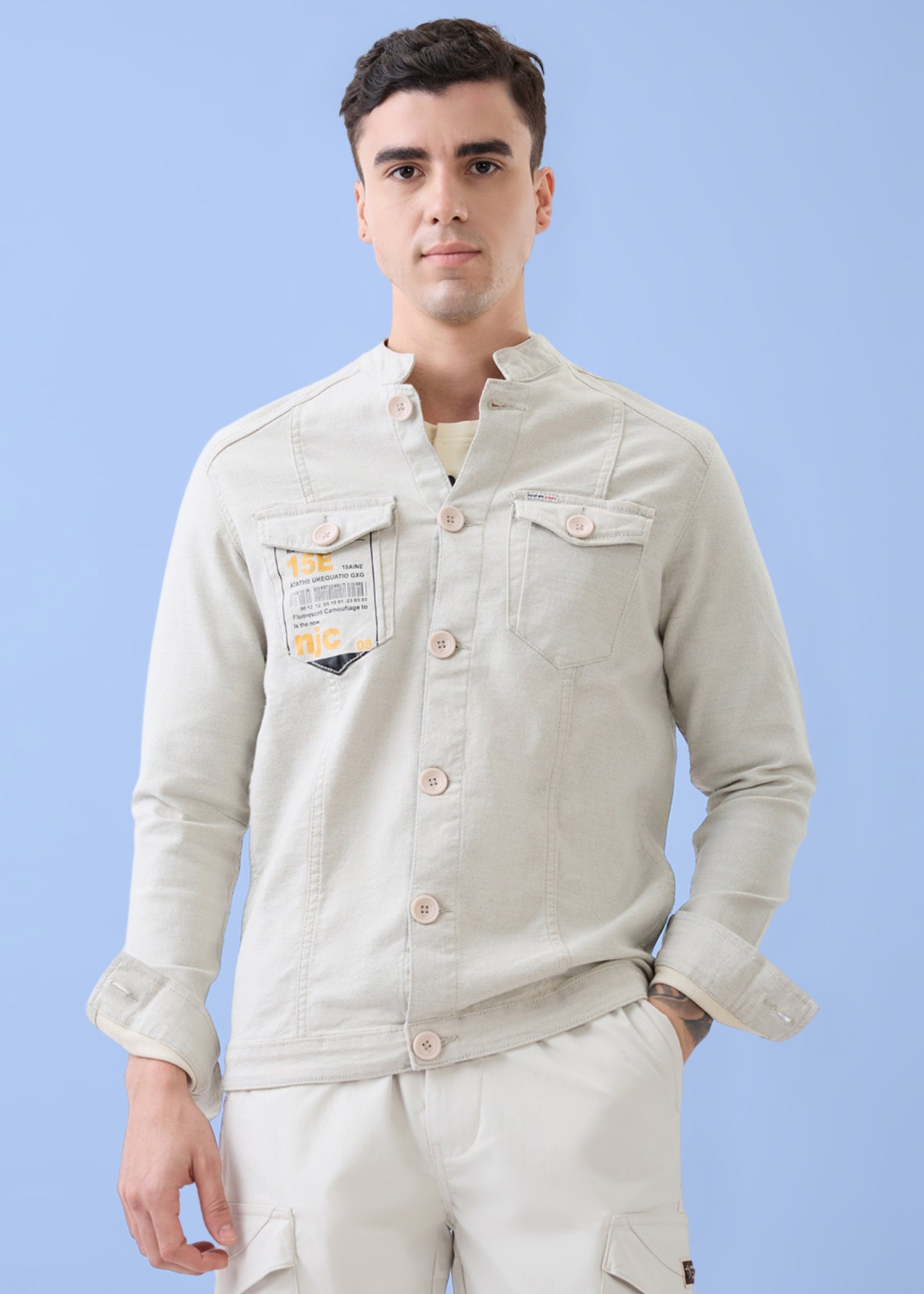 Derbint Fitted Denim Jacket: L.Grey