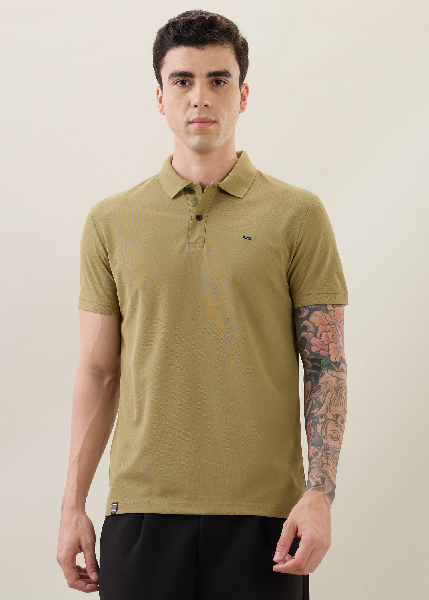 Cherry Half Sleeve T-shirt: Khaki