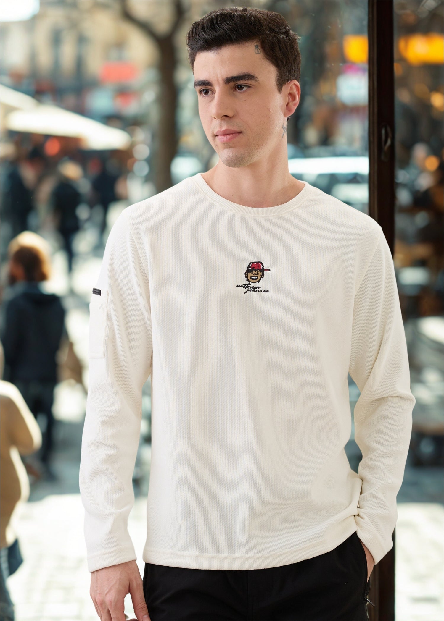 Entire Graphic Full Sleeves T-shirt: White