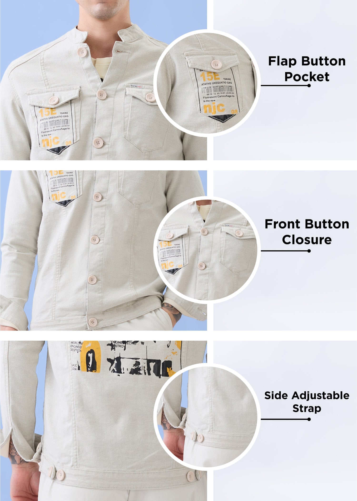 Derbint Fitted Denim Jacket: L.Grey