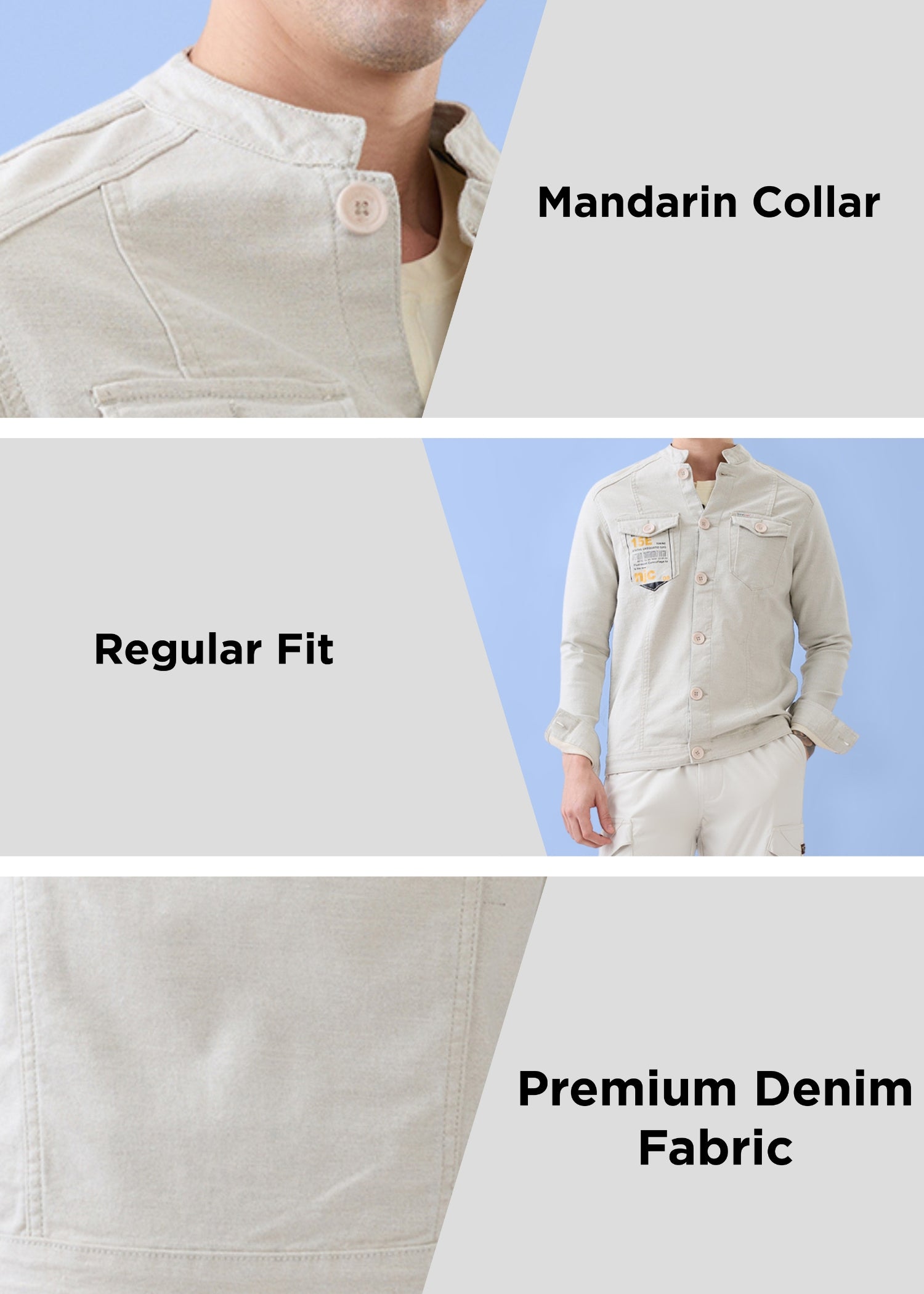 Derbint Fitted Denim Jacket: L.Grey