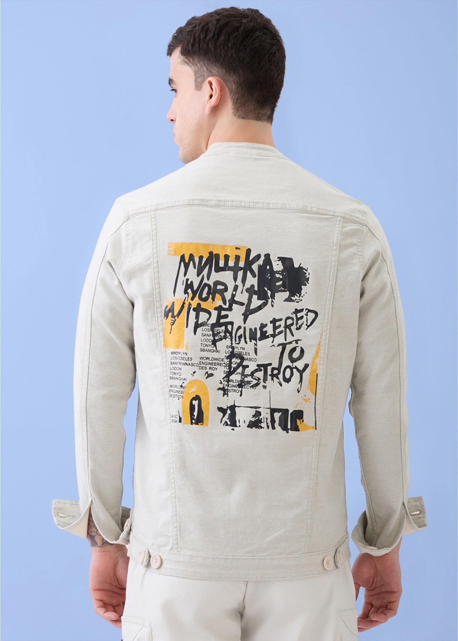 Derbint Fitted Denim Jacket: L.Grey