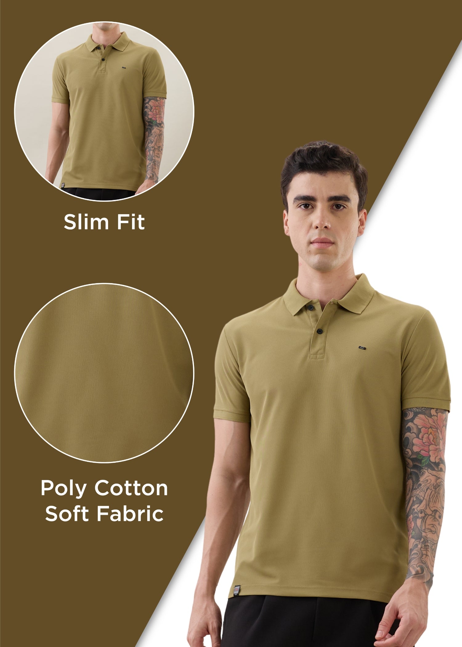 Cherry Half Sleeve T-shirt: Khaki