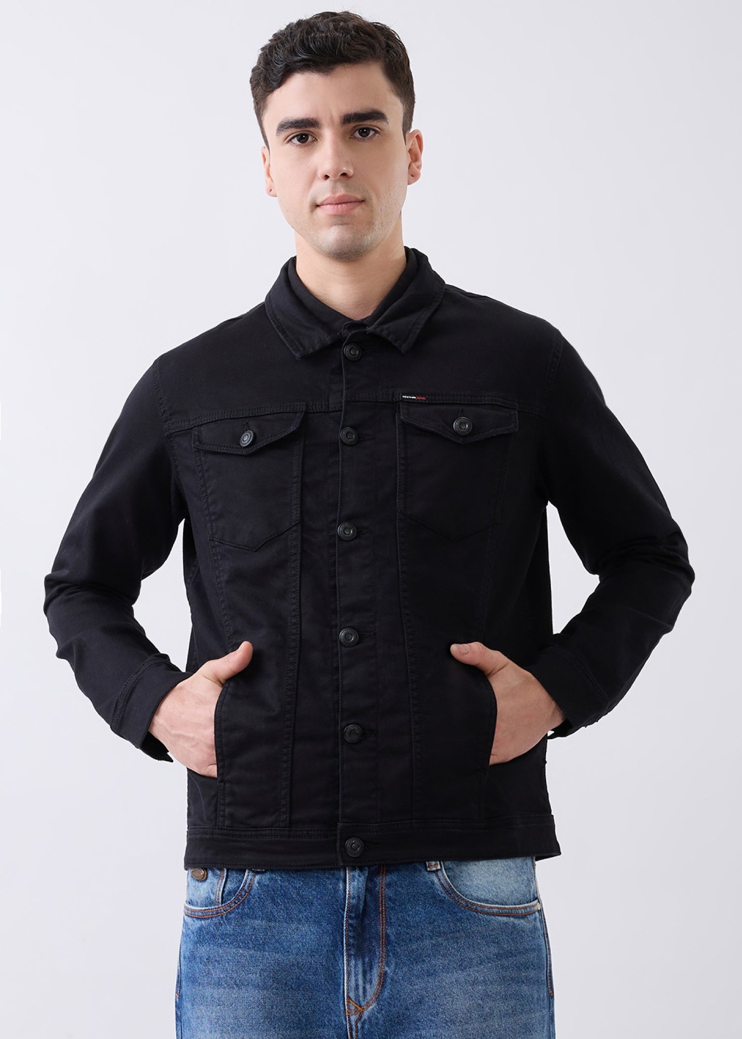 Brezzo Denim Utility Jacket: Black