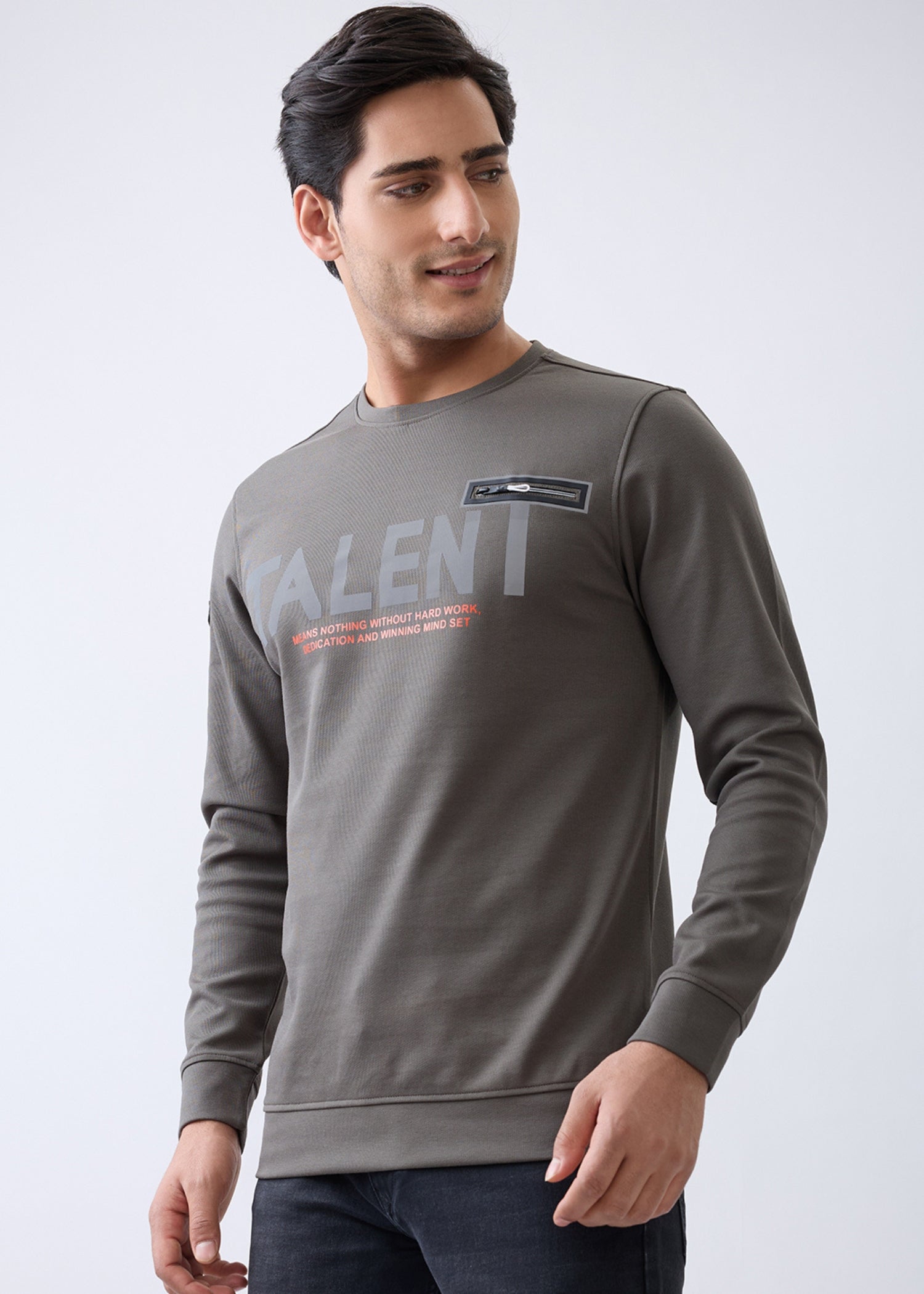 Dedicate Graphic Full Sleeve Sweatshirt: Olive