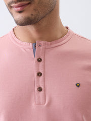 Finite Henley Fitted T-Shirt: Peach