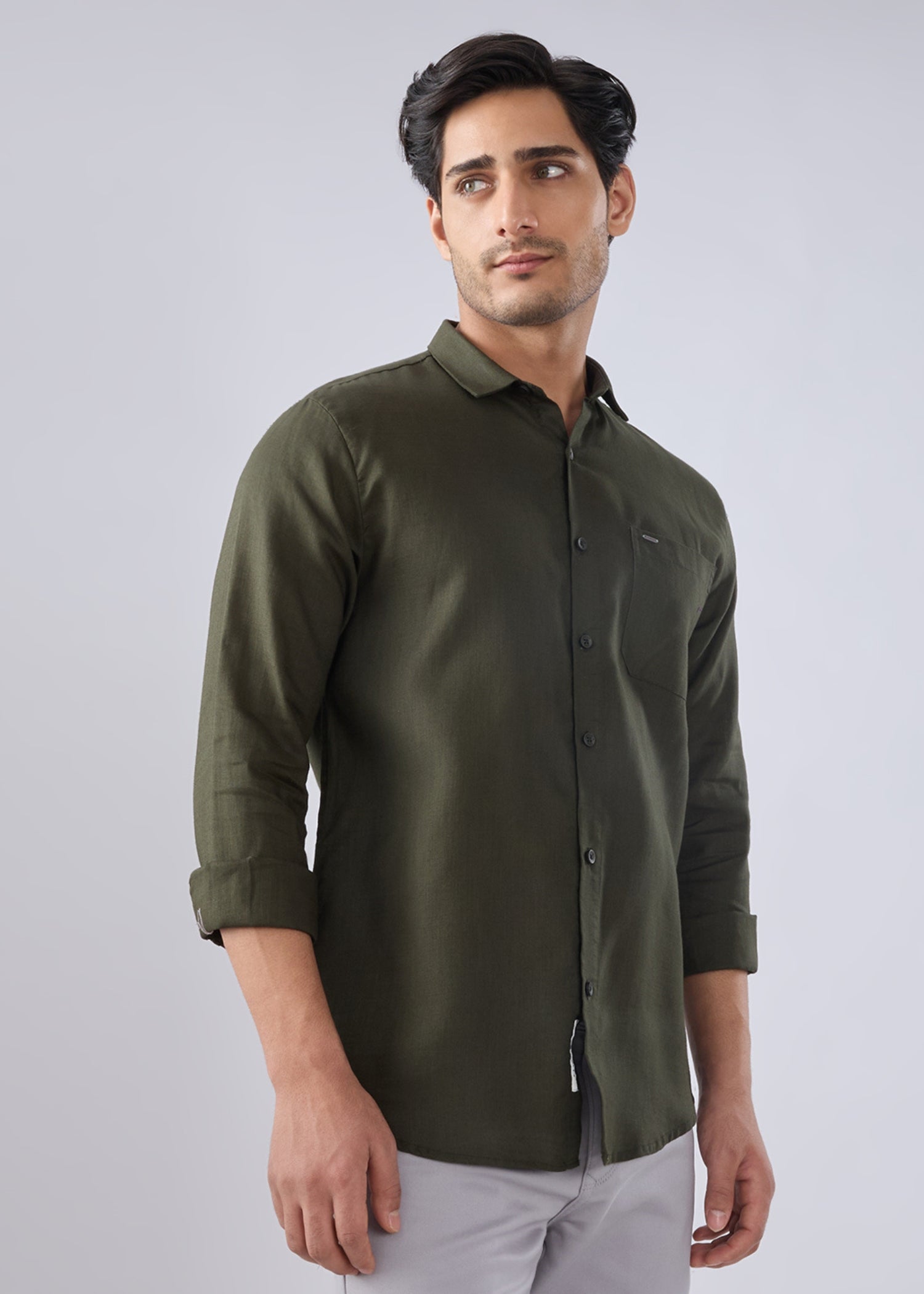 Keen Solid Full Sleeve Shirt: Olive