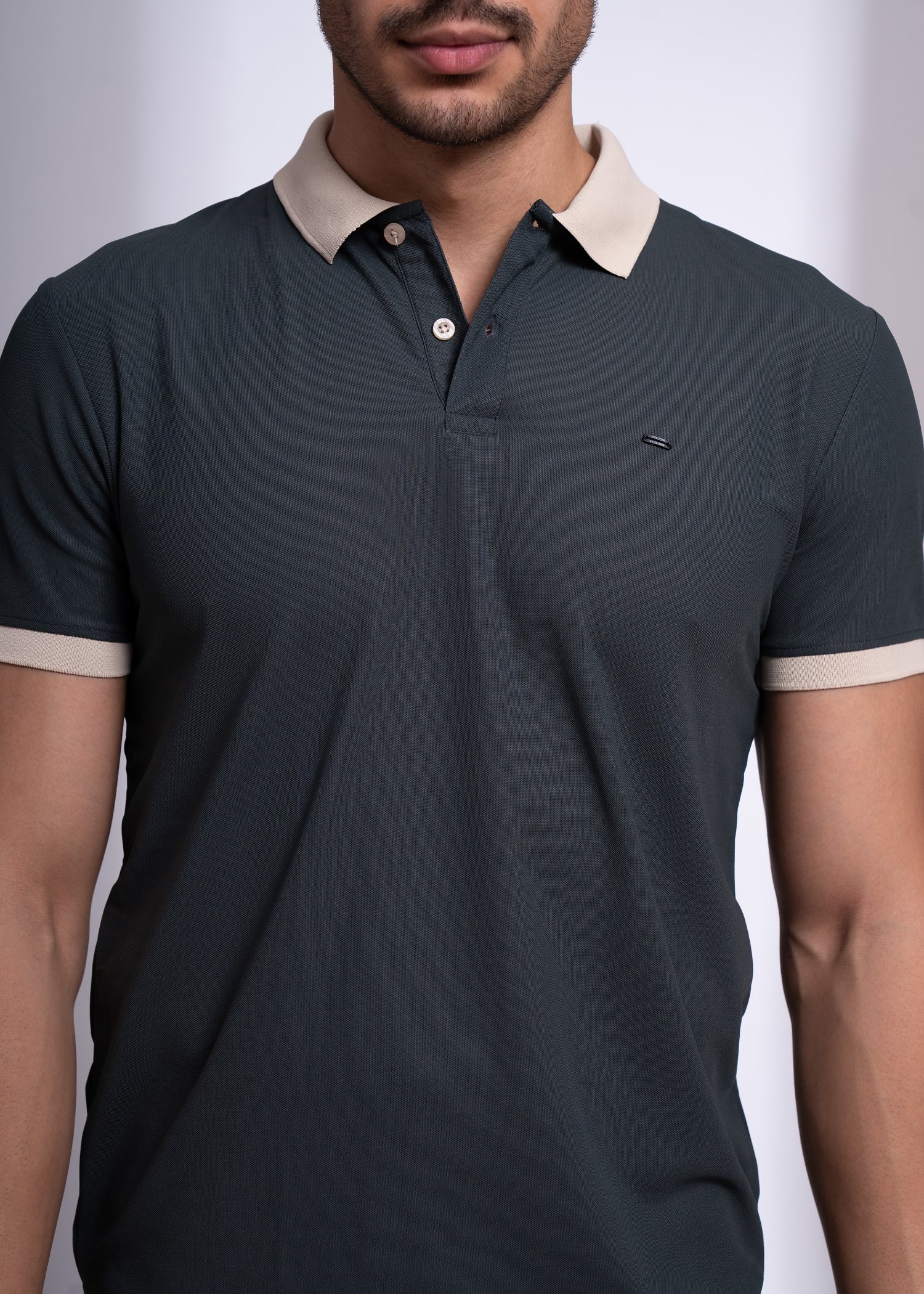 Mary Solid Polo T-Shirt: Grey