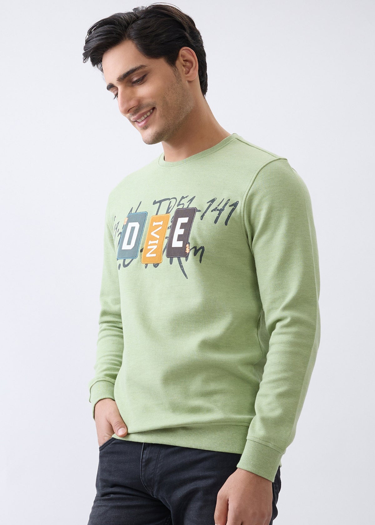 Divine Graphic Full Sleeve T-Shirt: Green