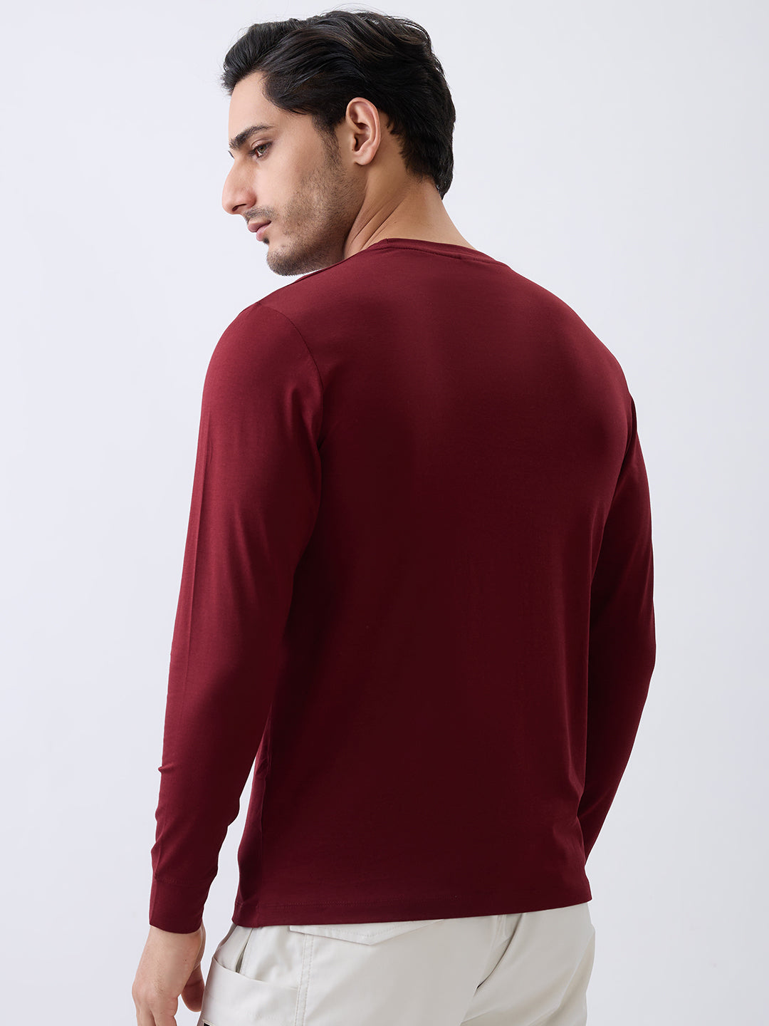 Back 1 Printed Full Sleeve T-Shirt: Maroon