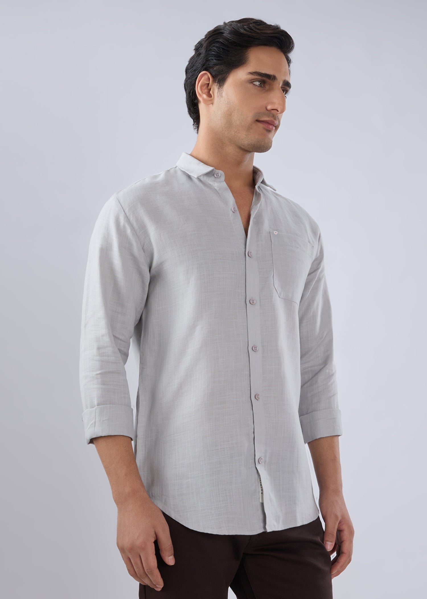 Keen Solid Full Sleeve Shirt: Light Grey