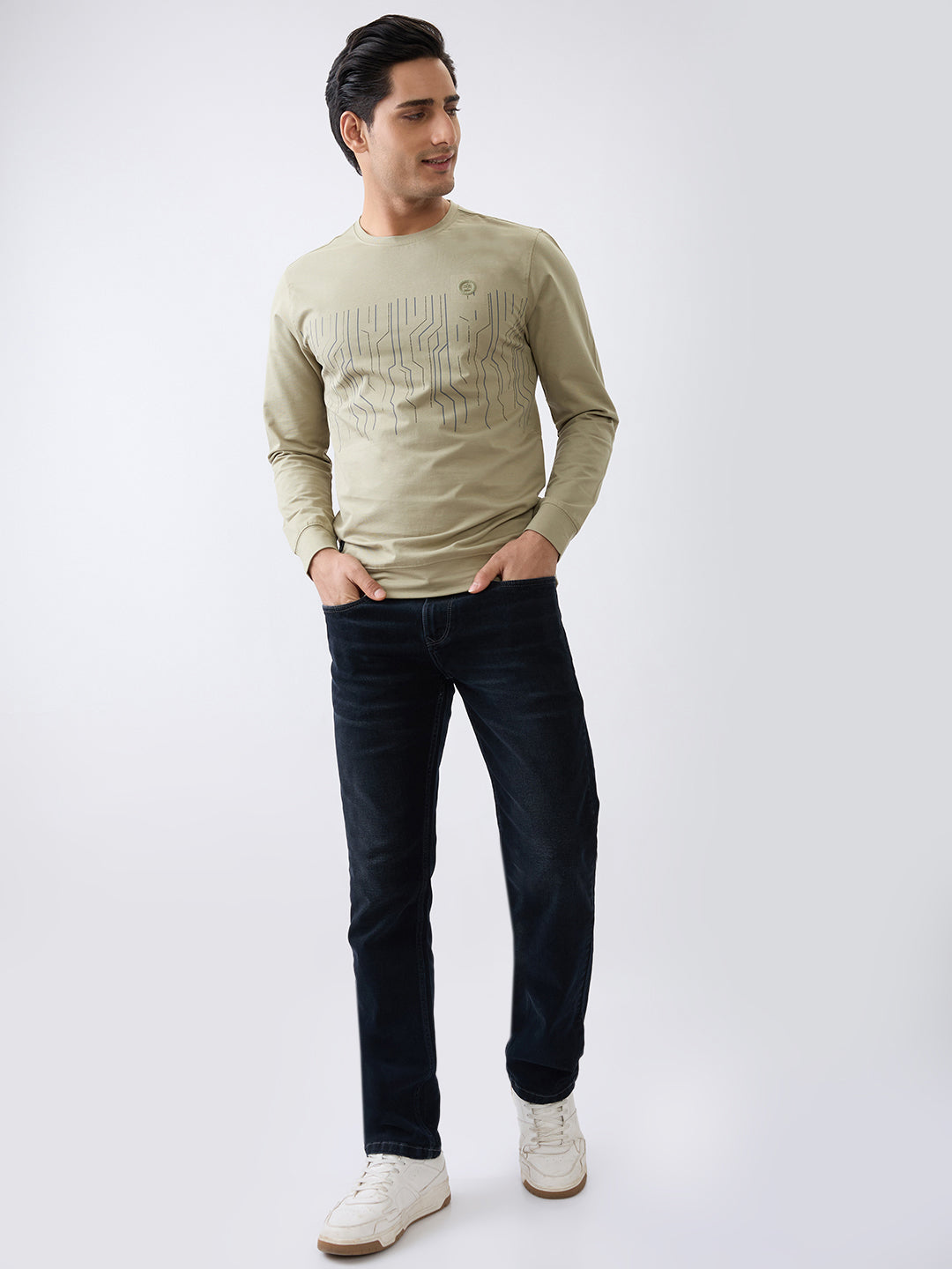 Duration Printed Full Sleeve T-Shirt : Olive