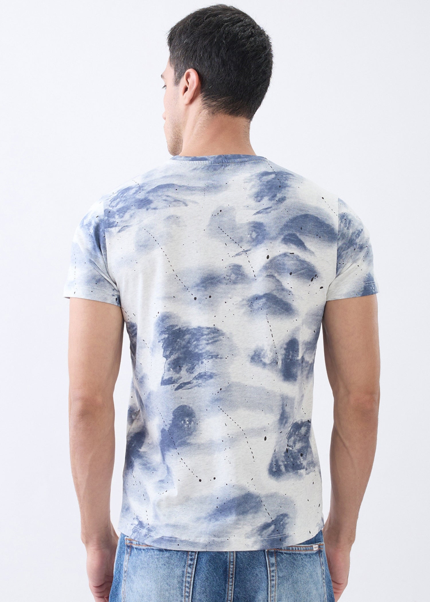 Grain Dyed Half Sleeve T-Shirt: Blue