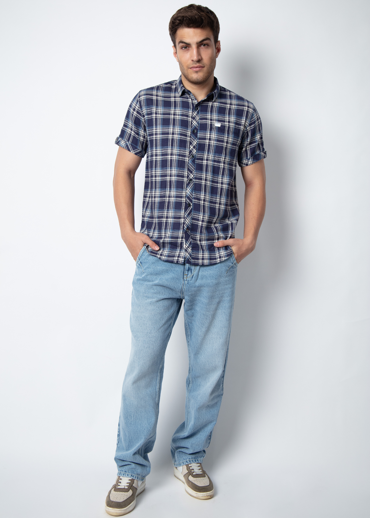 Olsberg Half Sleeve Checked Shirt For Men Nostrum