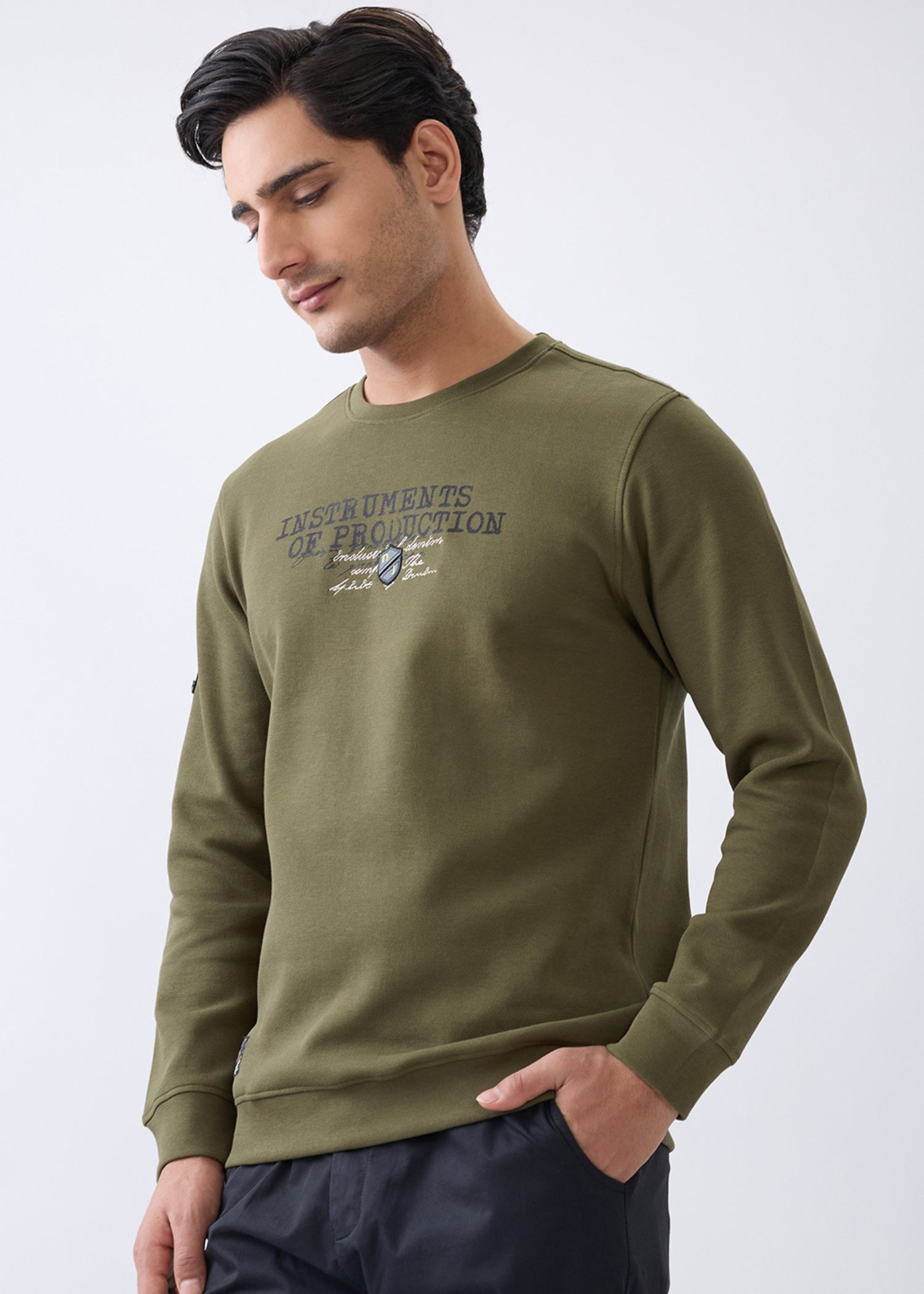 Instruments Graphic Full Sleeve Sweatshirt: Olive
