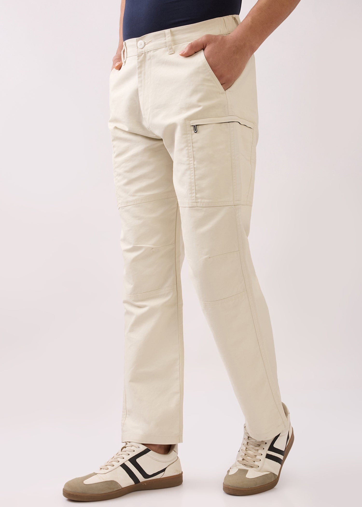 Redrigo Utility Pocket Cargo Pants: Cream