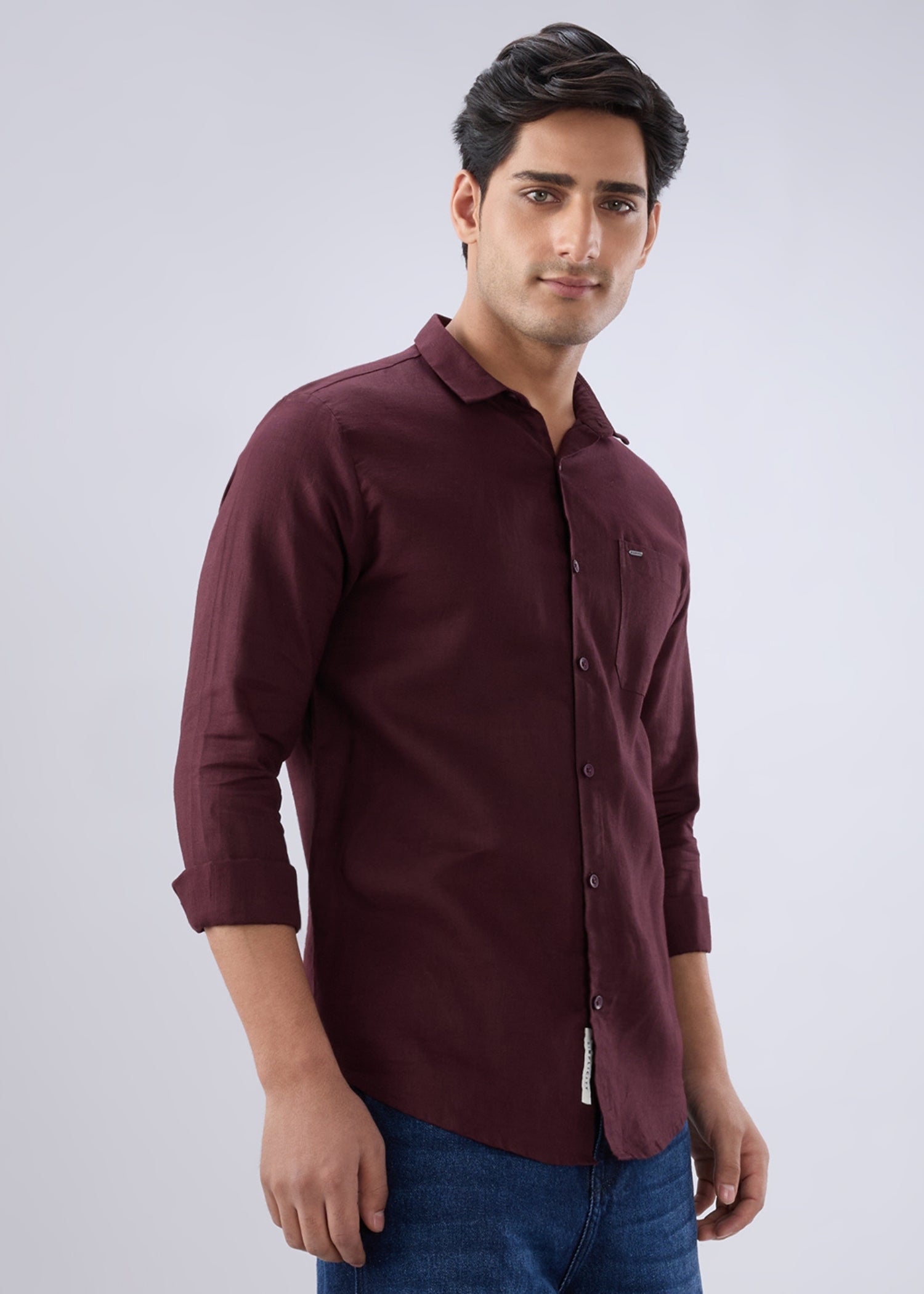 Keen Solid Full Sleeve Shirt: Wine