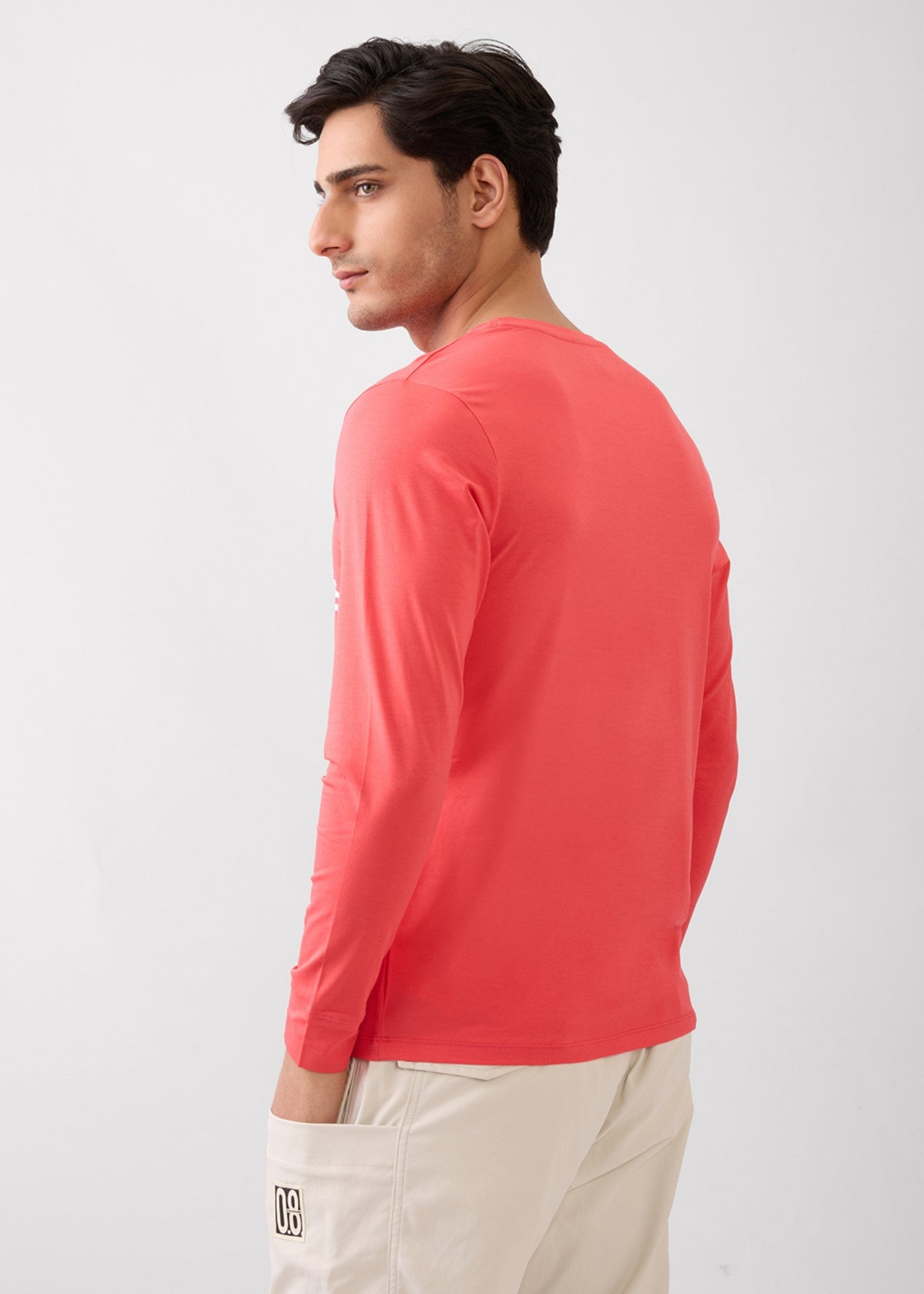 Pocket Graphic Print Full Sleeve T-Shirt: Tomato