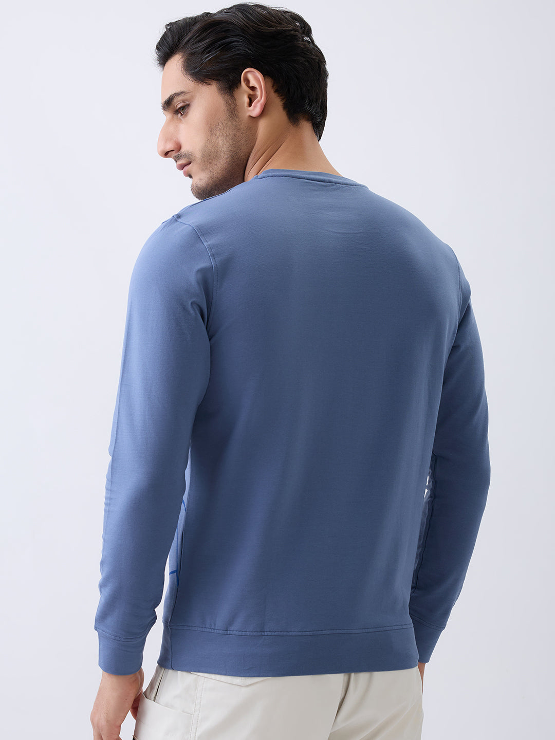 Myself Graphic Full Sleeve T-Shirt: Airforce Blue