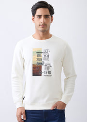 Sunshine Printed Full Sleeve Sweatshirt: White