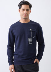 Safety Printed Full Sleeve T-Shirt: Navy