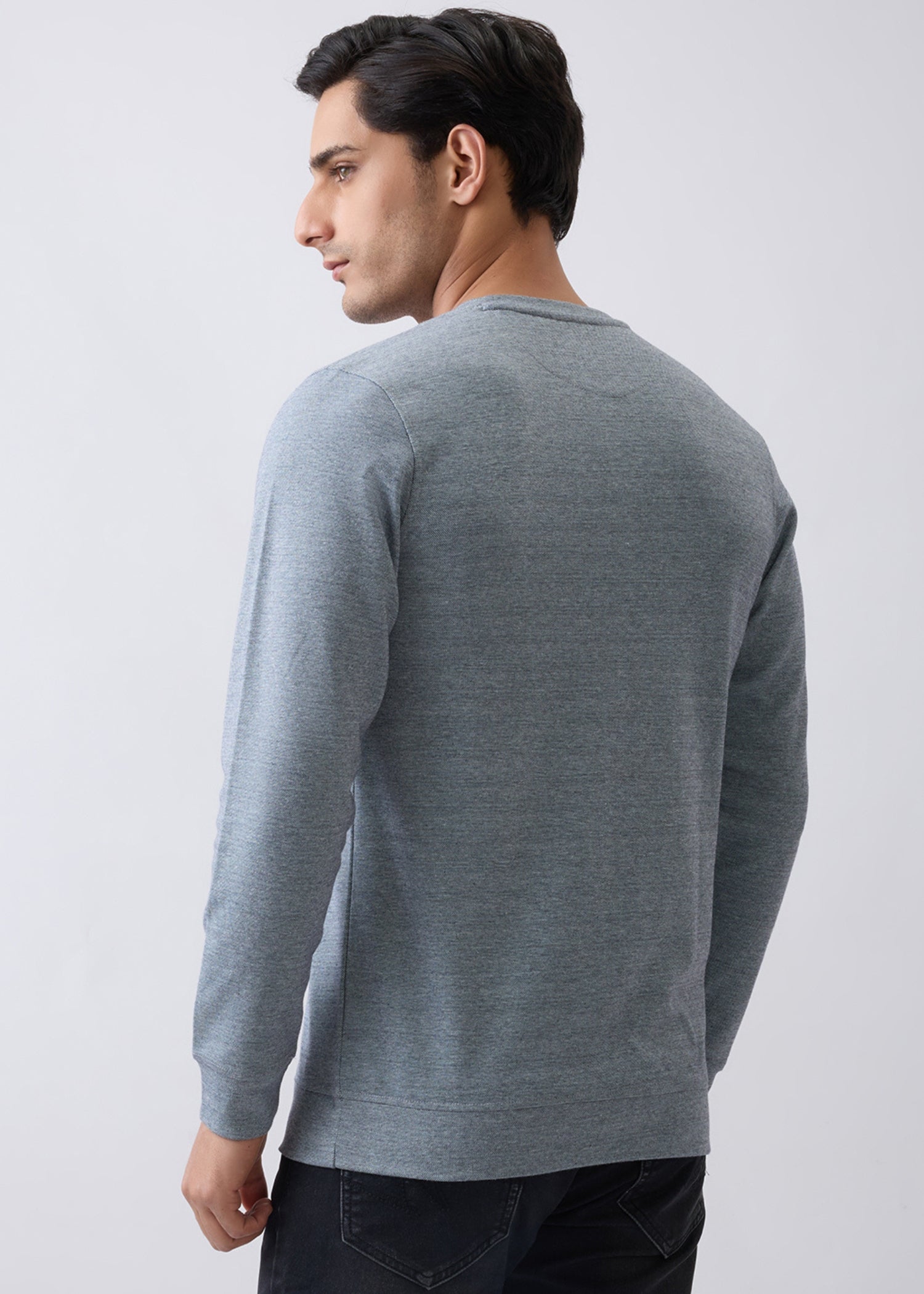 Version Henley Neck Full Sleeve T-Shirt: Coral Blue