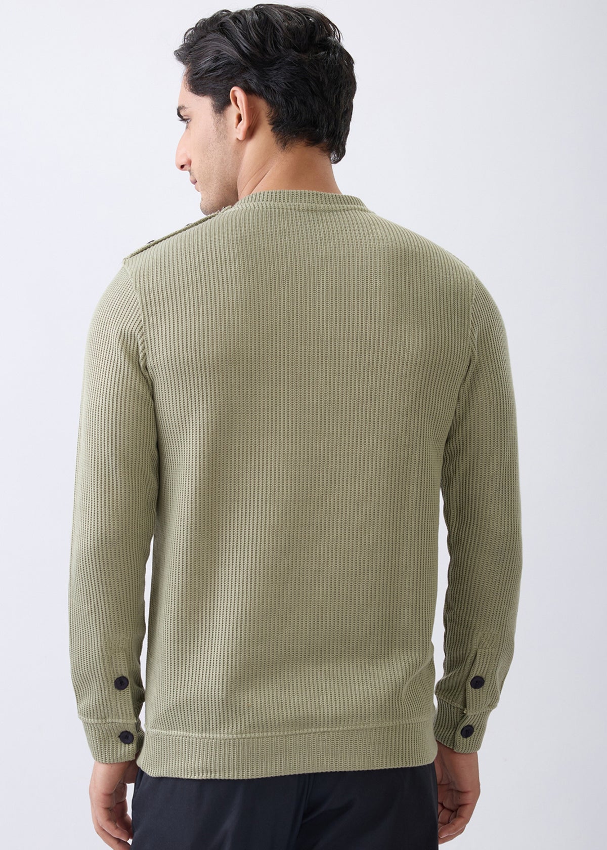 Kyota Textured Full Sleeve Sweatshirt: Pista
