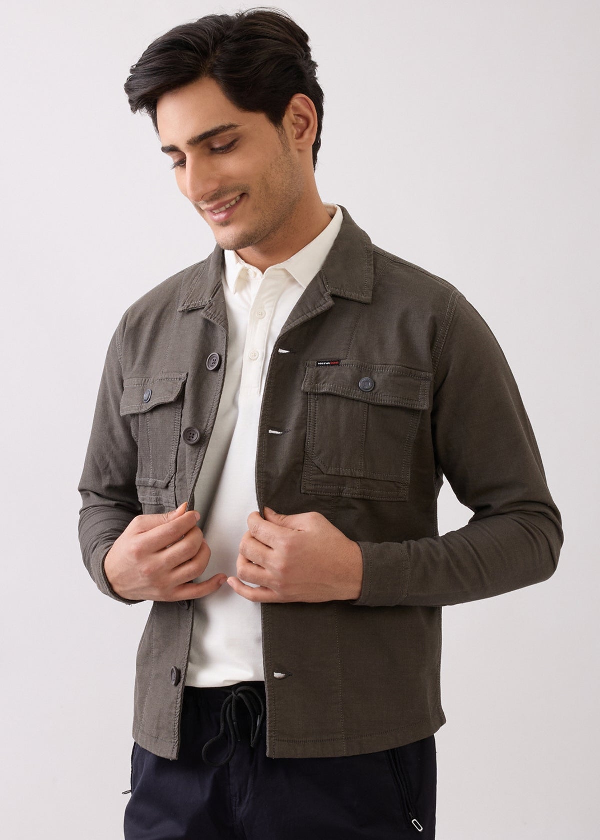 Maximo Utility Denim Jacket: Olive