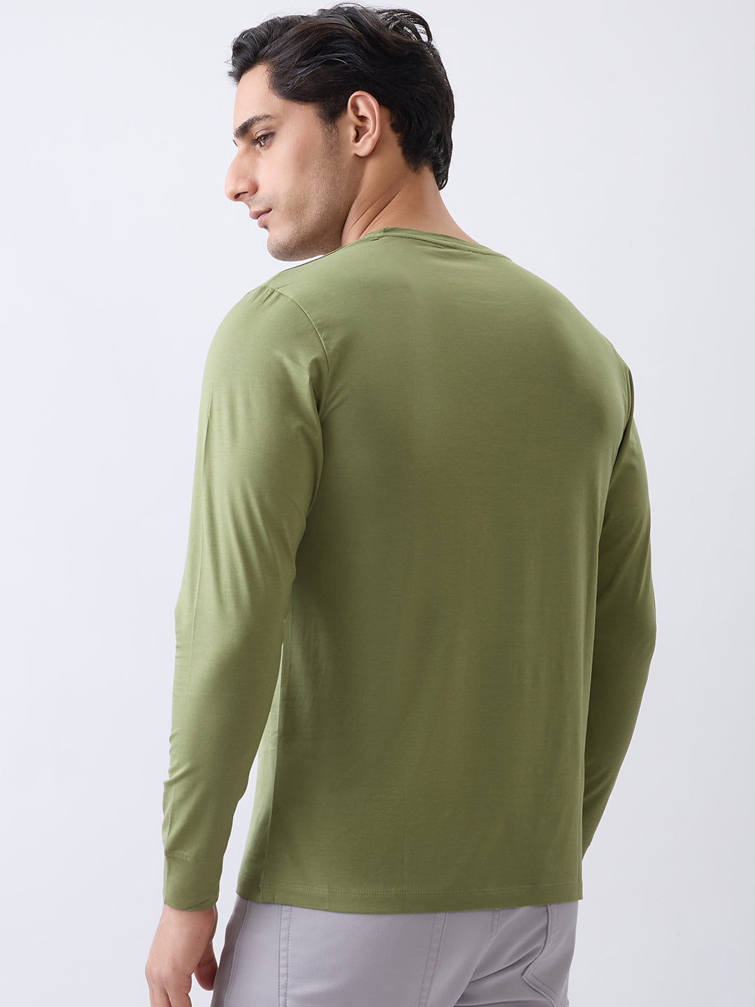 Back 1 Printed Full Sleeve T-Shirt: Green