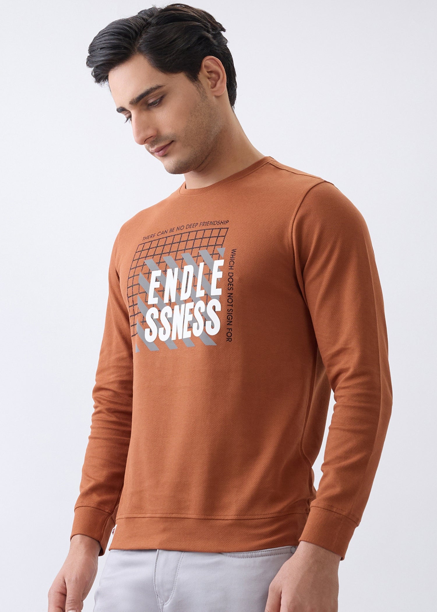 Deep Graphic Full Sleeve Sweatshirt: Rust