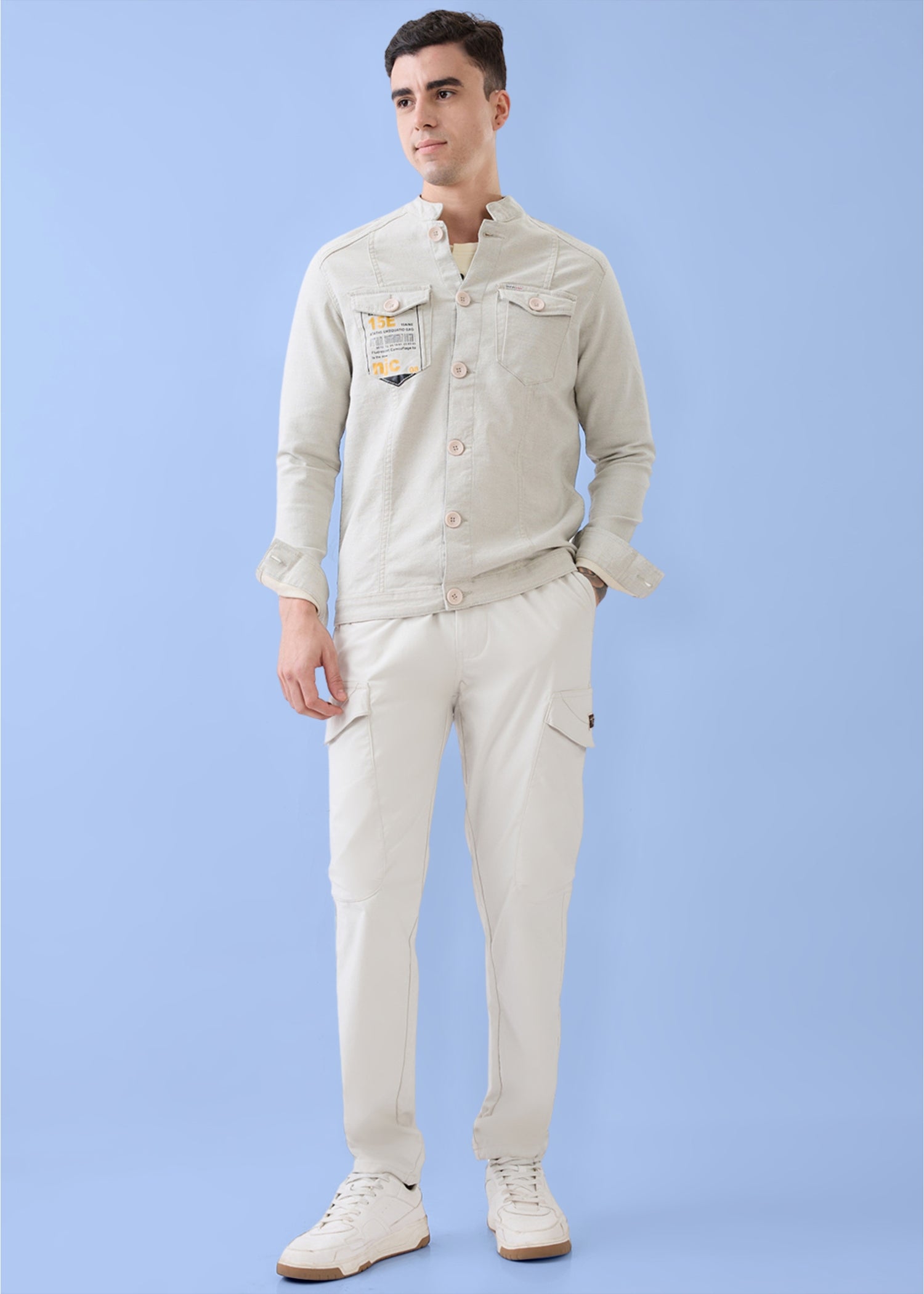 Derbint Fitted Denim Jacket: L.Grey