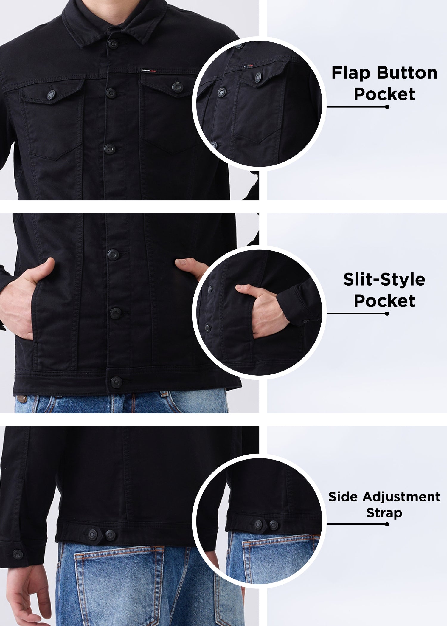 Brezzo Denim Utility Jacket: Black