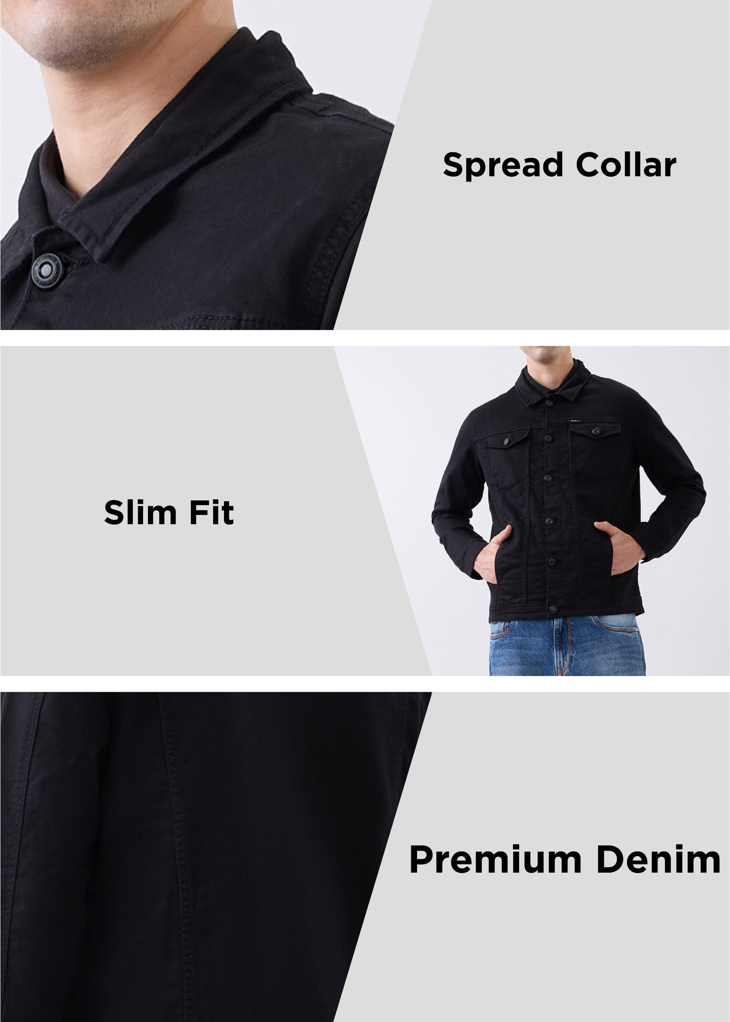 Brezzo Denim Utility Jacket: Black