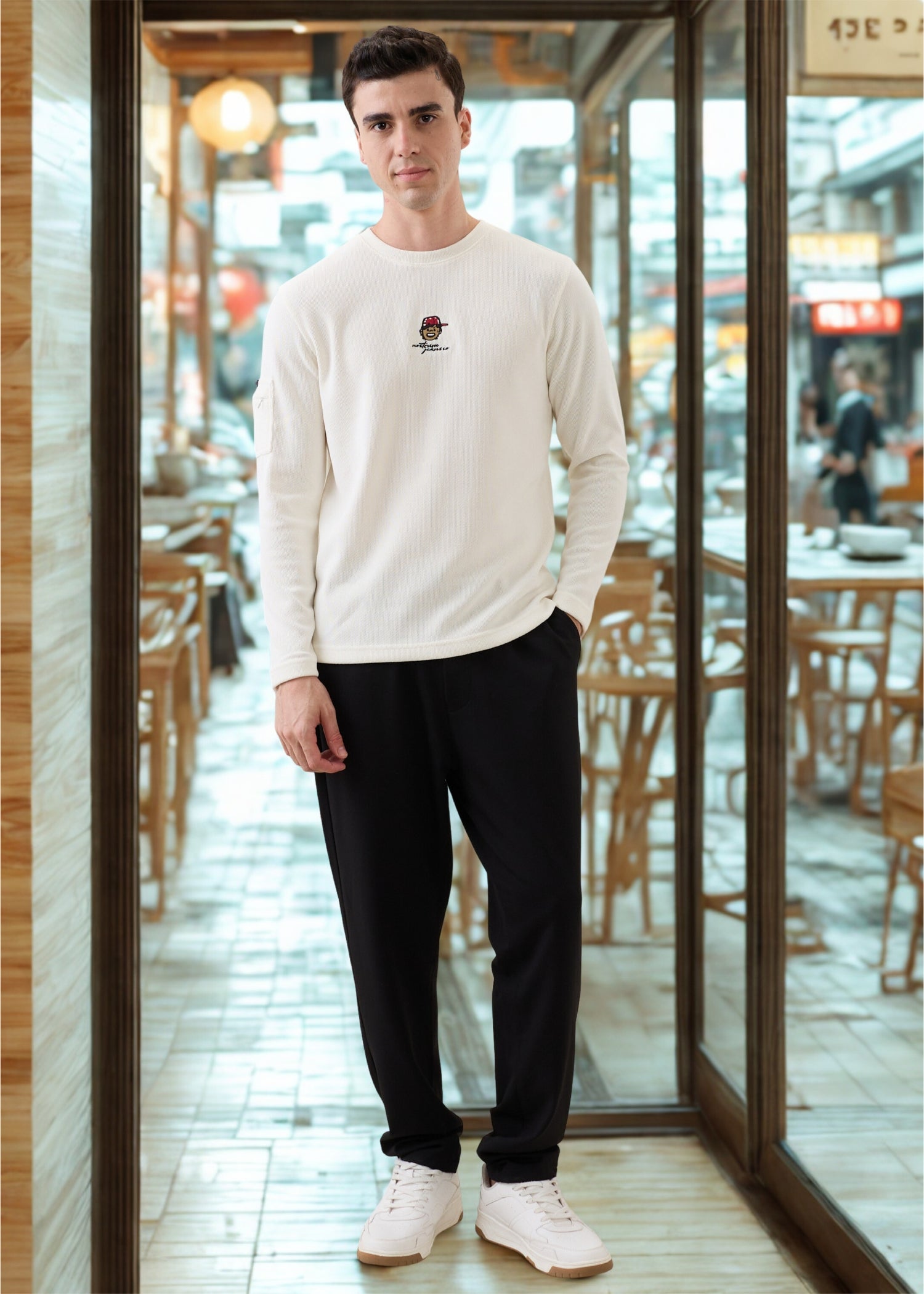 Entire Graphic Full Sleeves T-shirt: White