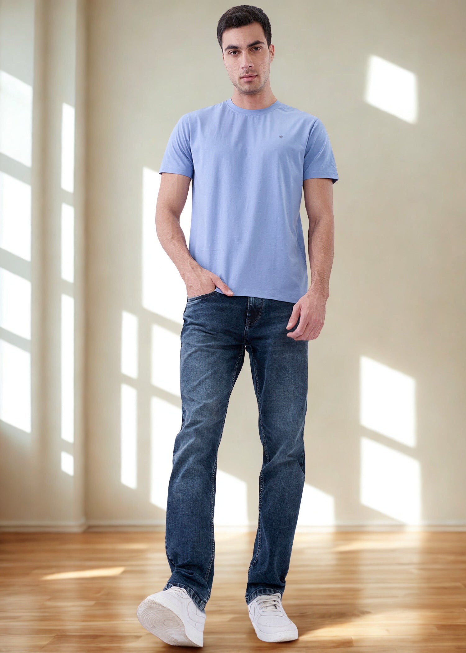 Arch Solid Half Sleeve T-Shirt: Light Blue