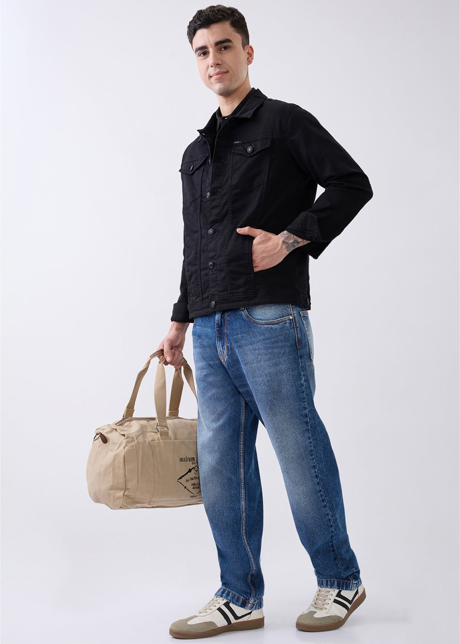 Brezzo Denim Utility Jacket: Black