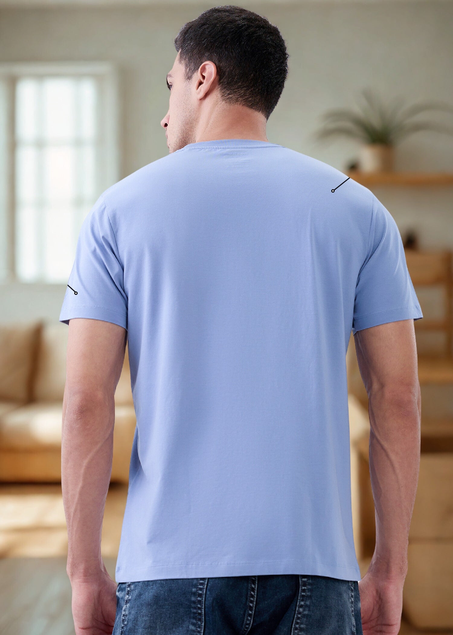 Arch Solid Half Sleeve T-Shirt: Light Blue